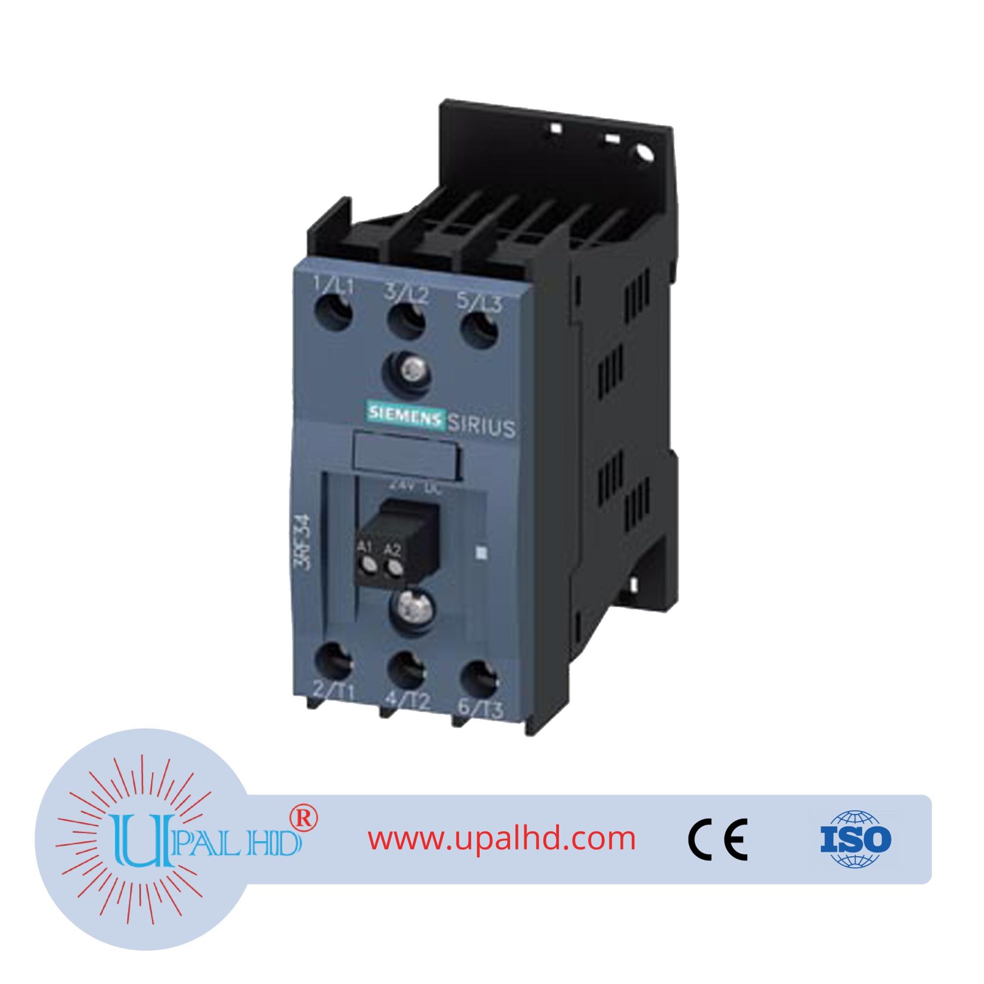 Solid-state contactor 3-phase 3RF3 AC 53 / 5.2 A / 40 °C 48-480 V / 24 V DC 2-phase controlled Instantaneous switching screw terminal